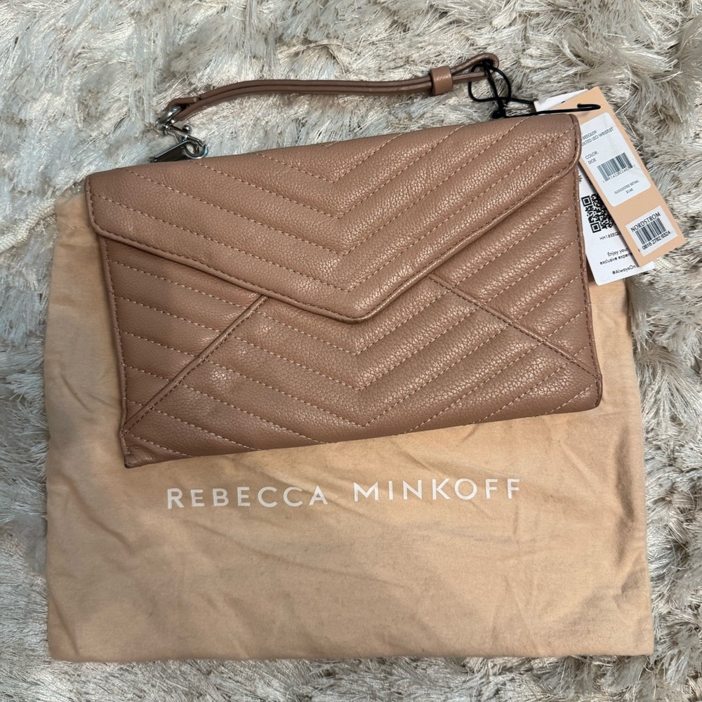 Rebecca Minkoff Quilted Brown Envelope Clutch